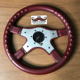 Italvolanti Burgundy Leather Steering Wheel w/ Honda Horn Button