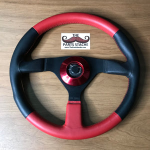 Pine Apple “Racing Buster” 350mm Red Leather Steering Wheel