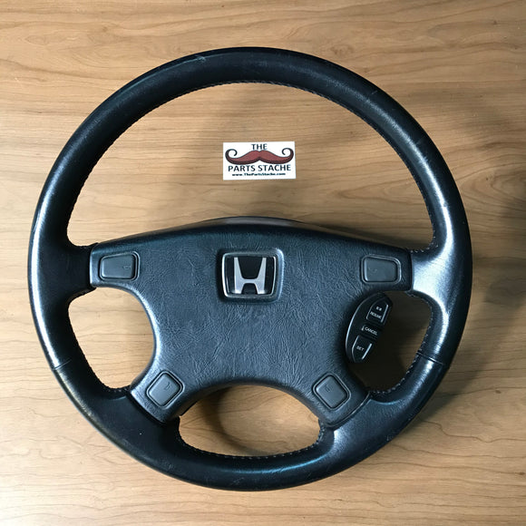 JDM BB4 Prelude Si-VTEC Leather Wrapped non-SRS Steering Wheel w/ Cruise 1992-1996