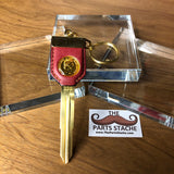 M339 Royal Clover Red Leather Coin Key (Gold)