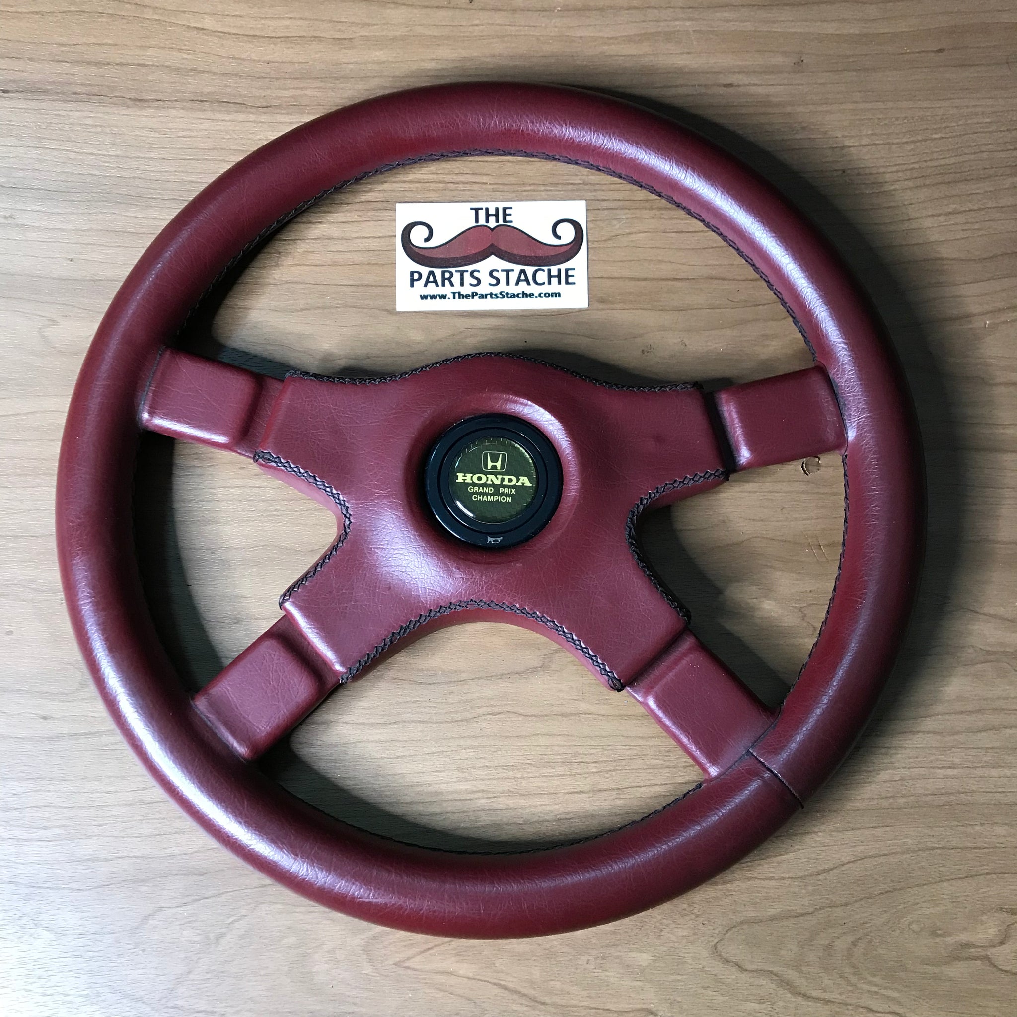 Italvolanti Burgundy Leather Steering Wheel w/ Honda Horn Button Italvolanti Burgundy Leather Steering Wheel w/ Honda Horn Button