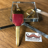 M322 Royal Clover Tan/Red Leather Coin Key (Gold)